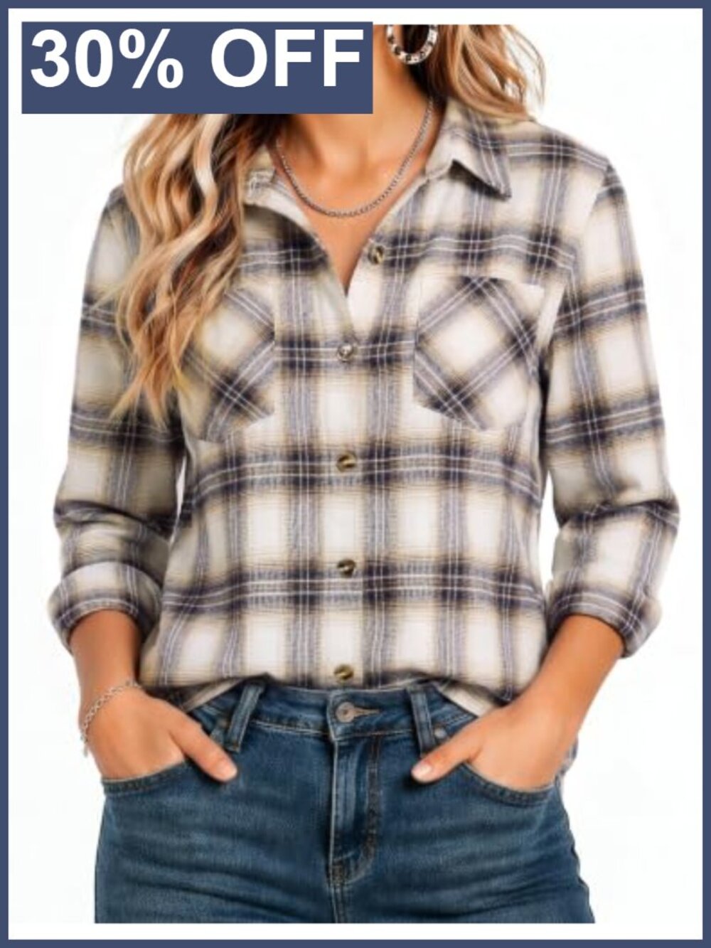 Flannel Shirt Women Button Down Long Sleeve Plaid Blouse Fall Top